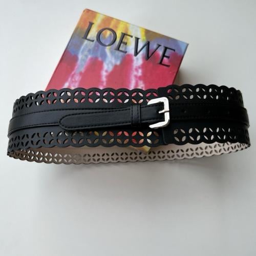 حزام لويفي عريض نسائي نمط مفرغ لون أسود فاخر