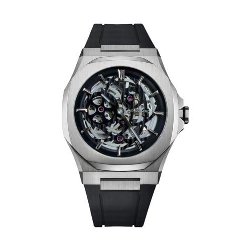 ساعه D1 ميلانو سكيليتون لون فضي واسود أنيقة