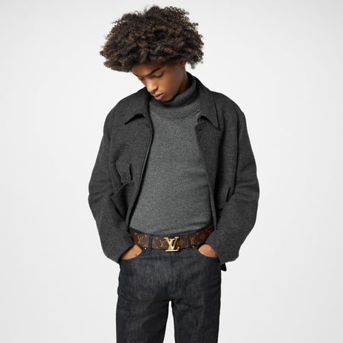 حزام رجالي لويس فيتون مونوغرام بني مع اسود