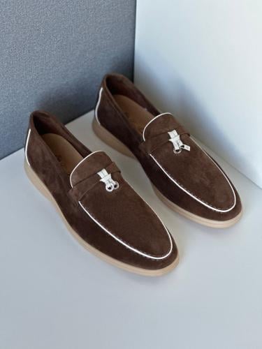 حذاء رجالي شامواه فلات لوروبيانا لون بني أنيق بحوا...