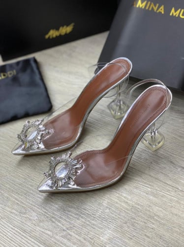 صندل كعب عالي نسائي كريستالي من أمينة معادي