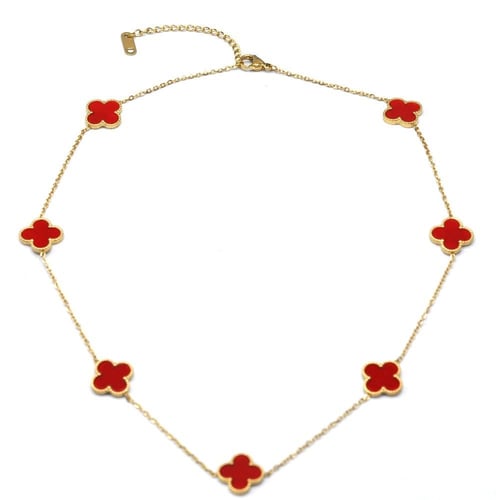 سلسال كليف وردة كلوفر عدد 7 وردات دبل فيس مطلي ذهب...