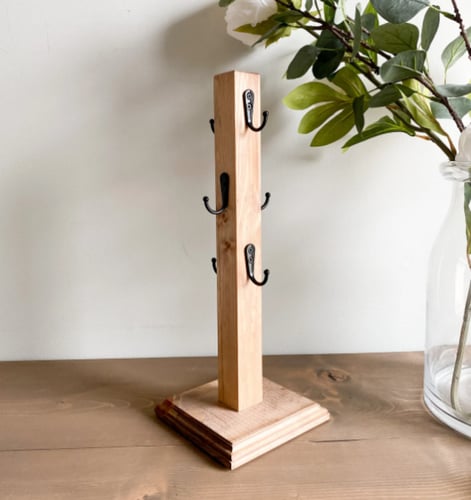 حامل اكواب ريفي - خشبي | Rustic Wooden Mug Holder