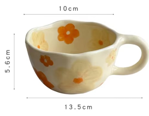 كوب سيراميك مع رسومات بنمط الورد - رسومات مختلفة |...