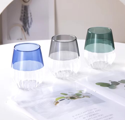 كوب قهوة زجاجي مزدوج الملمس - 435 مل | الوان متعدد...