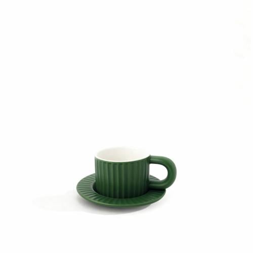 كوب سيراميك مخطط مع صحن - 200 مل | CERAMIC CUP