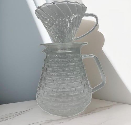 طقم تقطير شفاف V60 - زجاجي | V60 Dripper Set 02