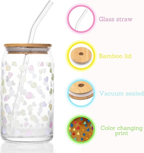 كوب زجاج مع غطاء خشبي و مزاز | Cup Glass