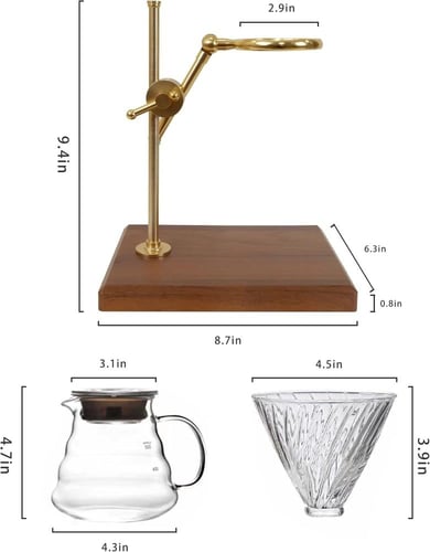 طقم تقطير القهوة الفاخر - نحاسي | V60 Dripper Set...