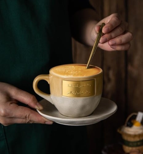 كوب صحن مع ملعقة - 352 مل | CERAMIC CUP