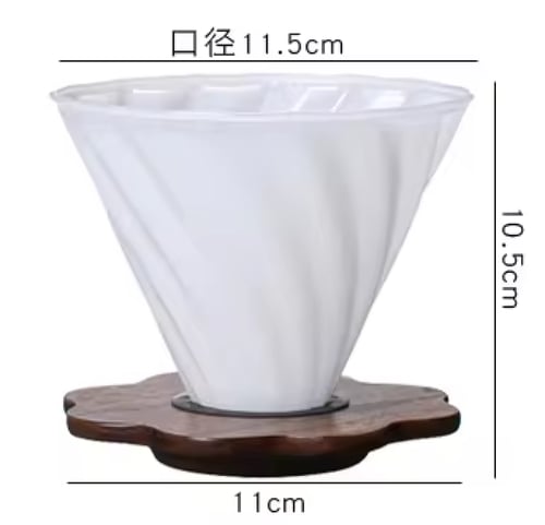 قمع تقطير ضبابي V60 زجاجي مع قاعدة خشبية | V60 Dri...