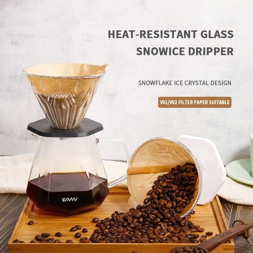 قمع تقطير V60 زجاجي مع قاعدة | V60 Dripper