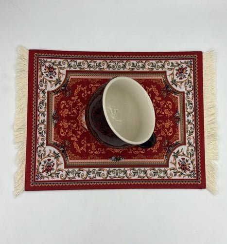 كوستر قهوة للتزيين على شكل سجاد 27*18 سم - حجم كبي...