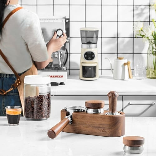 منظم و قاعدة خشبية مناسبة للمكبس والبورتافلتر والم...