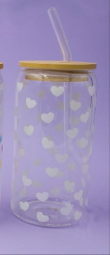 كوب زجاج مع غطاء خشبي و مزاز | Cup Glass