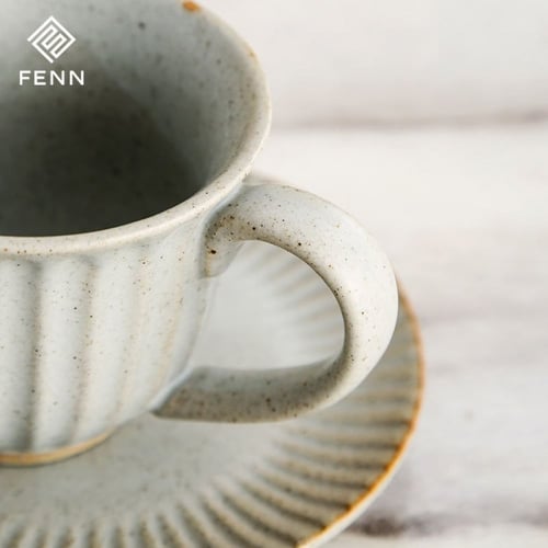 كوب سيراميك معتق مع صحن 180 مل | CERAMIC Ateeq