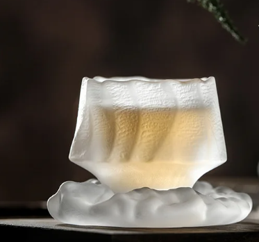 كوب زجاجي مع صحن 55 مل - الوان متعددة | Glass CUP