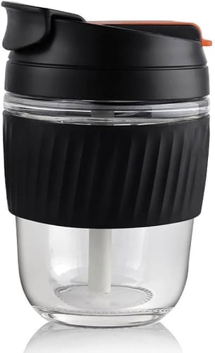 كوب زجاجي بغطاء سيليكون - 360 مل | Glass Cup