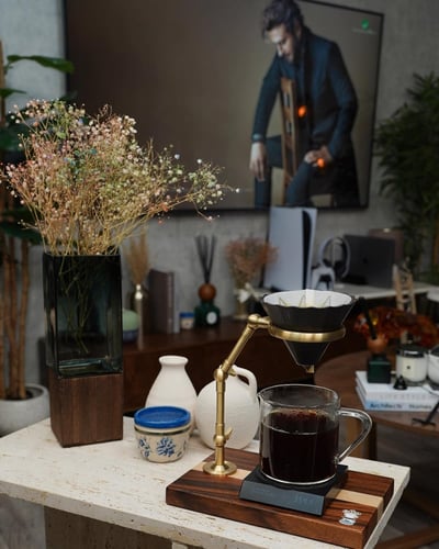 ستاند حامل اقماع التقطير V60 مصنوع من الخشب الفاخر...