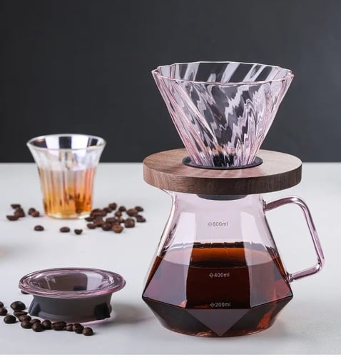 طقم قمع مع سيرفر زجاجي فاخر - الوان متعددة | V60 D...