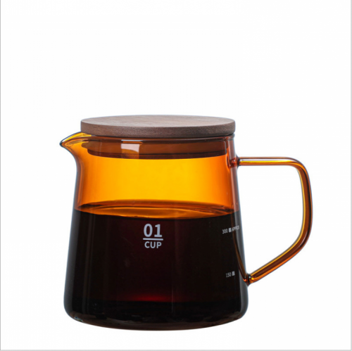 سيرفر زجاجي كهرمان مع غطاء خشبي - SERVER AMBER