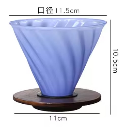 قمع تقطير ضبابي V60 زجاجي مع قاعدة خشبية | V60 Dri...