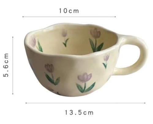 كوب سيراميك مع رسومات بنمط الورد - رسومات مختلفة |...