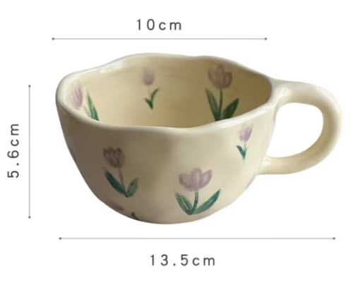 كوب سيراميك مع رسومات بنمط الورد - رسومات مختلفة |...