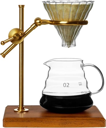 طقم تقطير القهوة الفاخر - نحاسي | V60 Dripper Set...