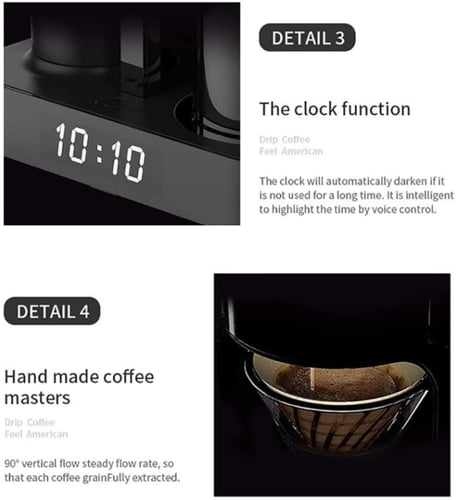 صانعة قهوة مع ساعة مدمجة - 500 مل | Drip Clock Cof...