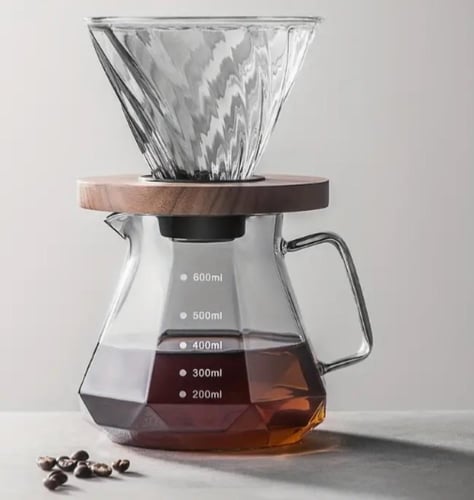 طقم قمع مع سيرفر زجاجي فاخر - الوان متعددة | V60 D...