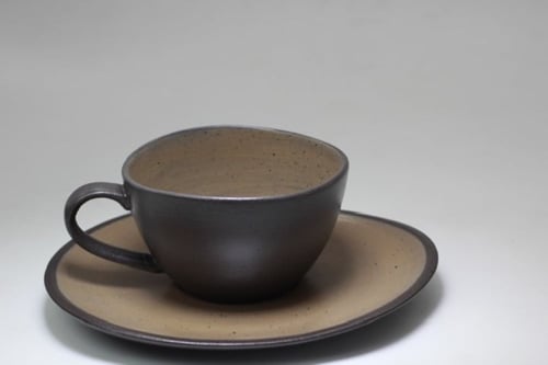 كوب مموج مع صحن بني داخل موكا 210 مل | Ceramic Bro...