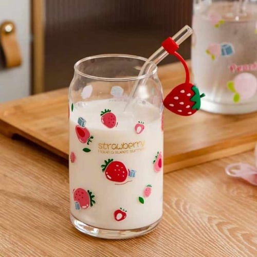 كوب زجاج مع غطاء خشبي و مزاز | Cup Glass