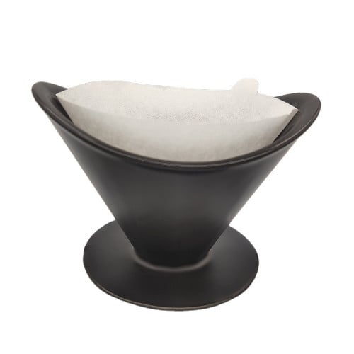 قمع سيراميك نصف القمر - اسود وابيض | V60 Dripper