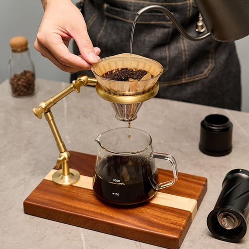 ستاند حامل اقماع التقطير V60 مصنوع من الخشب الفاخر...