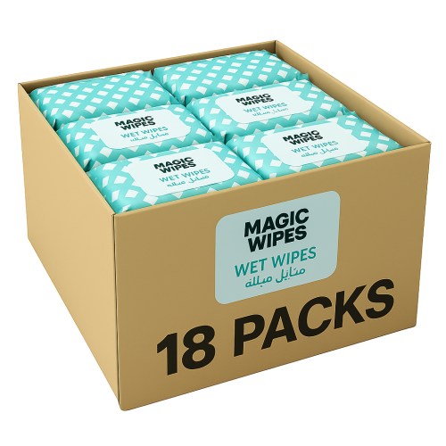 كرتون مناديل مبللة من ماجيك 18 باكت 120 منديل