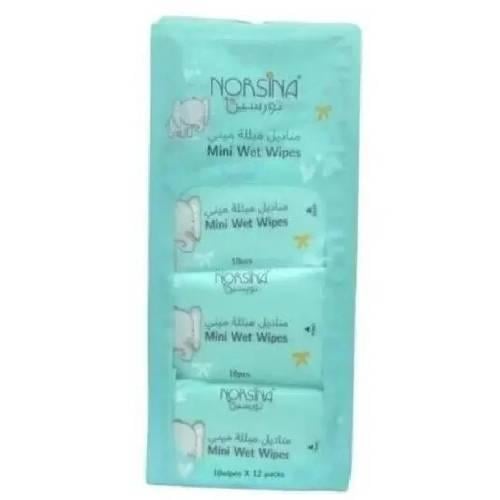 نورسين مناديل مبللة ميني اخضر معطره - 10 مناديل ×...