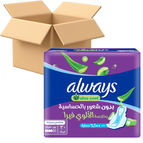 [كرتون] فوط أولويز بالأجنحة كبير بالصبار - 30 فوطة...