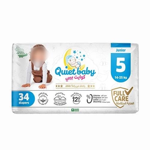 كوايت بيبي حفاضات اطفال مقاس (5) عبوة 34 حفاضة