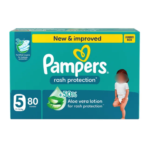 بامبرز حفاضة حماية من التسلخات بالصبار مقاس 5 - 80...