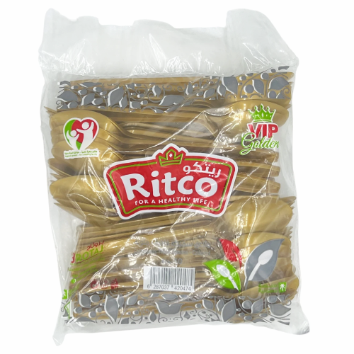 ملاعق بلاستيك سميكة كبيرة فاخرة ذهبي من ريتكو - 50...