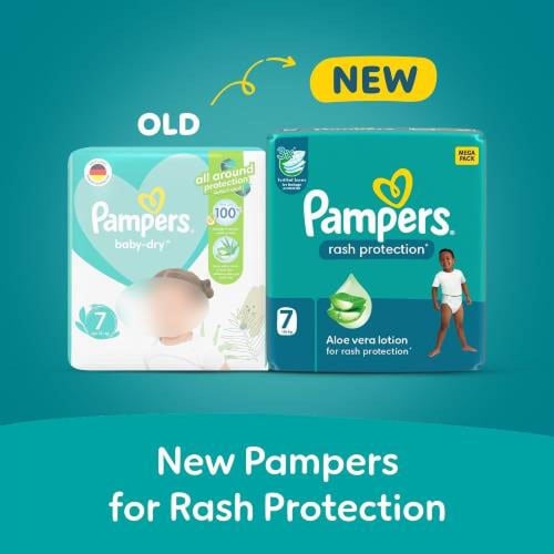 بامبرز حفاضة حماية من التسلخات بالصبار مقاس 7 عبوة...