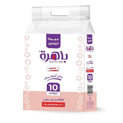 مناديل باهرة 600 منديل مفرد ناعم وسميك × 10 علبة