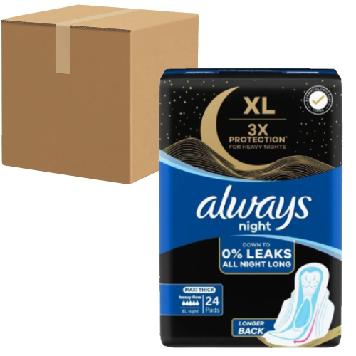 [كرتون] فوط صحية أولويز مقاس XL ليلي - 24 فوطة × 6...