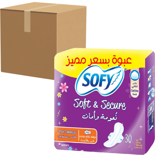 [كرتون] فوط صحية سوفي ماكسي مضغوط كبير بالأجنحة 30...