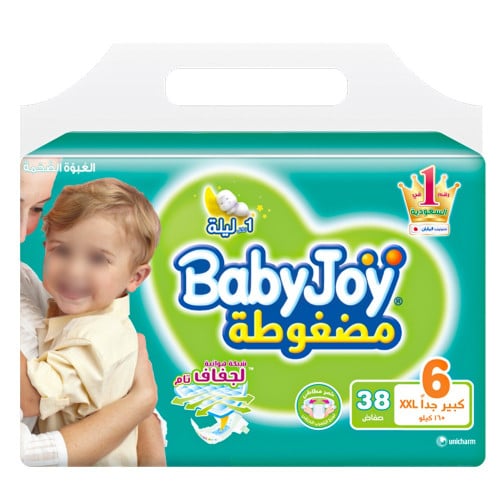 حفائض بيبي جوي مضغوطة رقم 6 عدد 38 حفاض