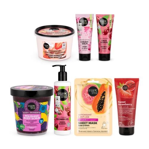 المجموعة العضوية للعناية بالوجه والجسم بالفراولة و...
