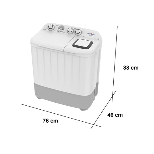 تكنو بيست غسالة ملابس حوضين 6 كيلو - أبيض - BWS-00...