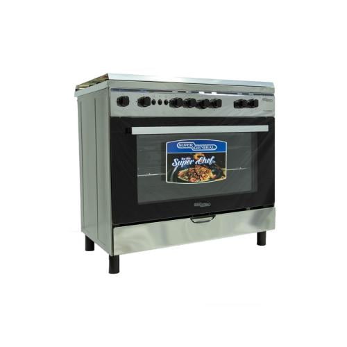 فرن غاز سوبر جنرال 5عيون 90*60 سم امان تام استيل K...