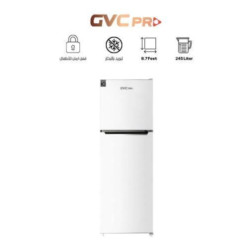 ثلاجة و فريزر علوي جي في سي برو ، 8.9 قدم 252 لتر...